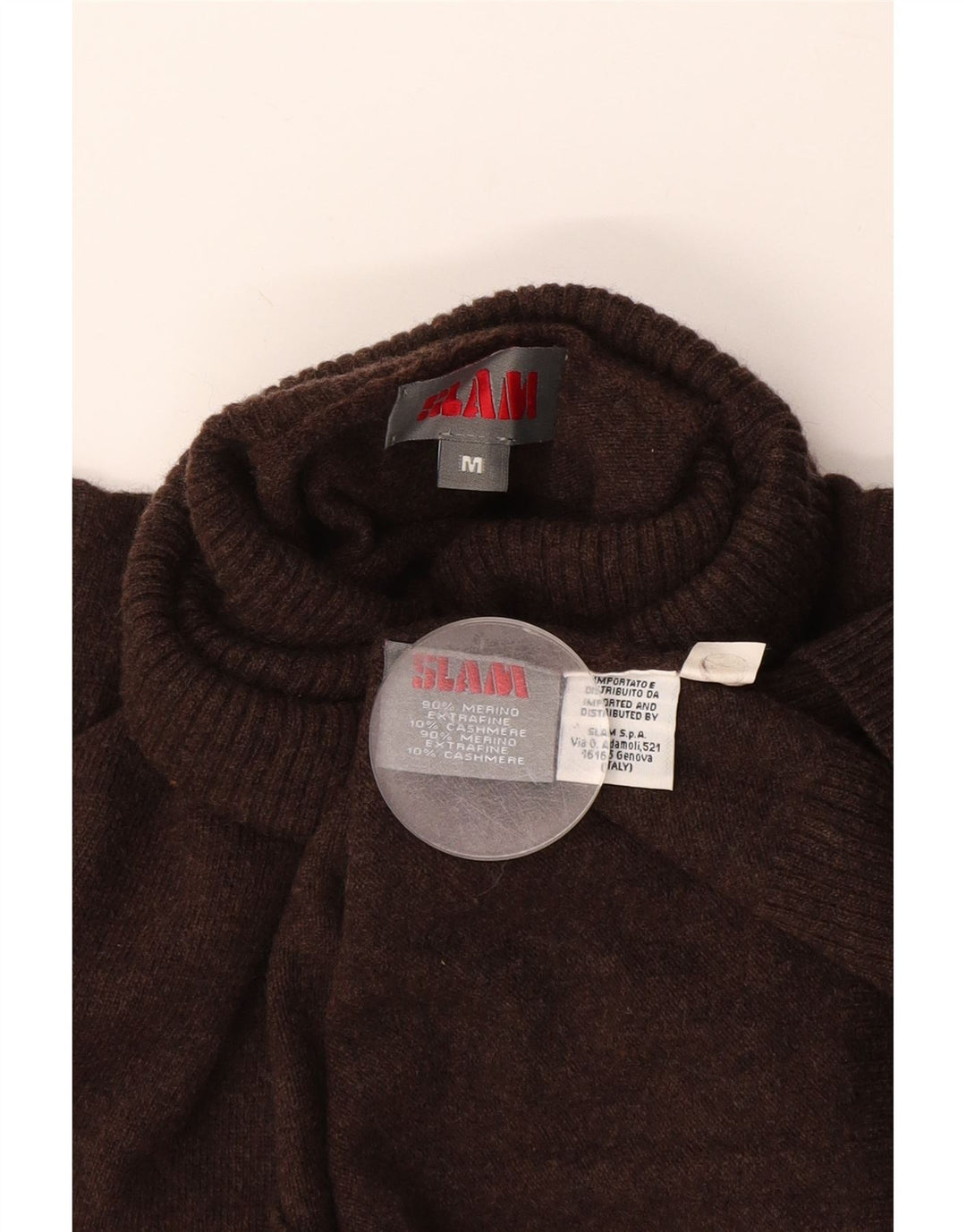 Slam Hombre Jersey De Cuello Vuelto De Lana Merino Marrón Medio