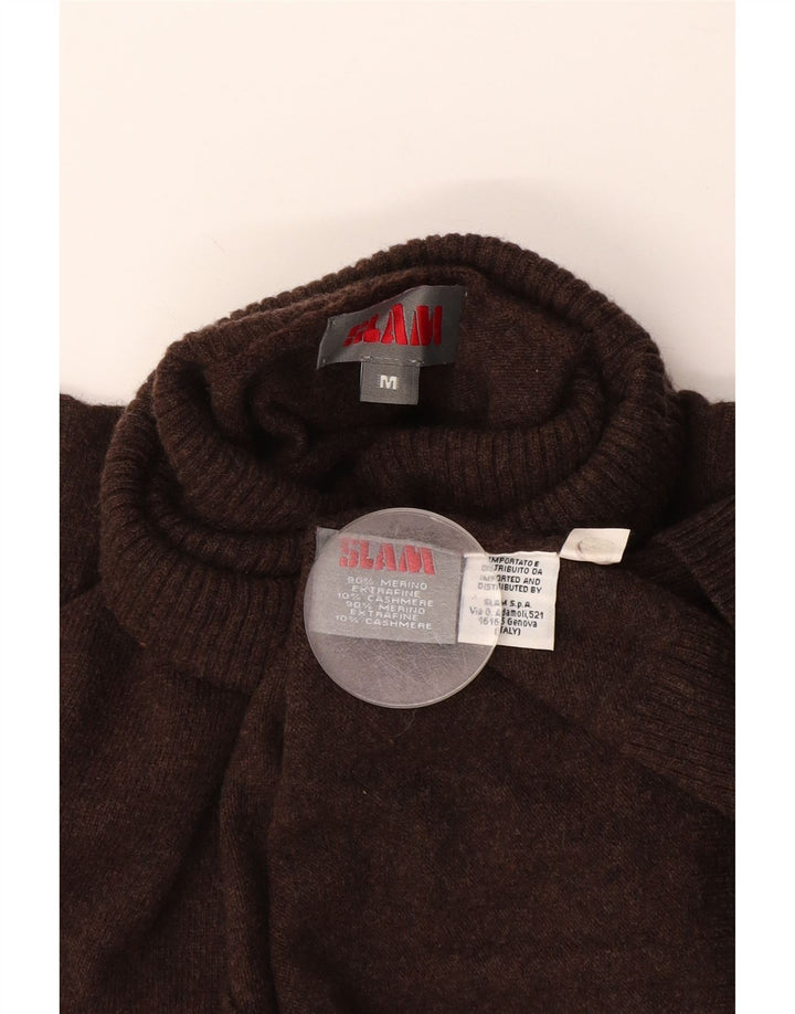 Slam Hombre Jersey De Cuello Vuelto De Lana Merino Marrón Medio