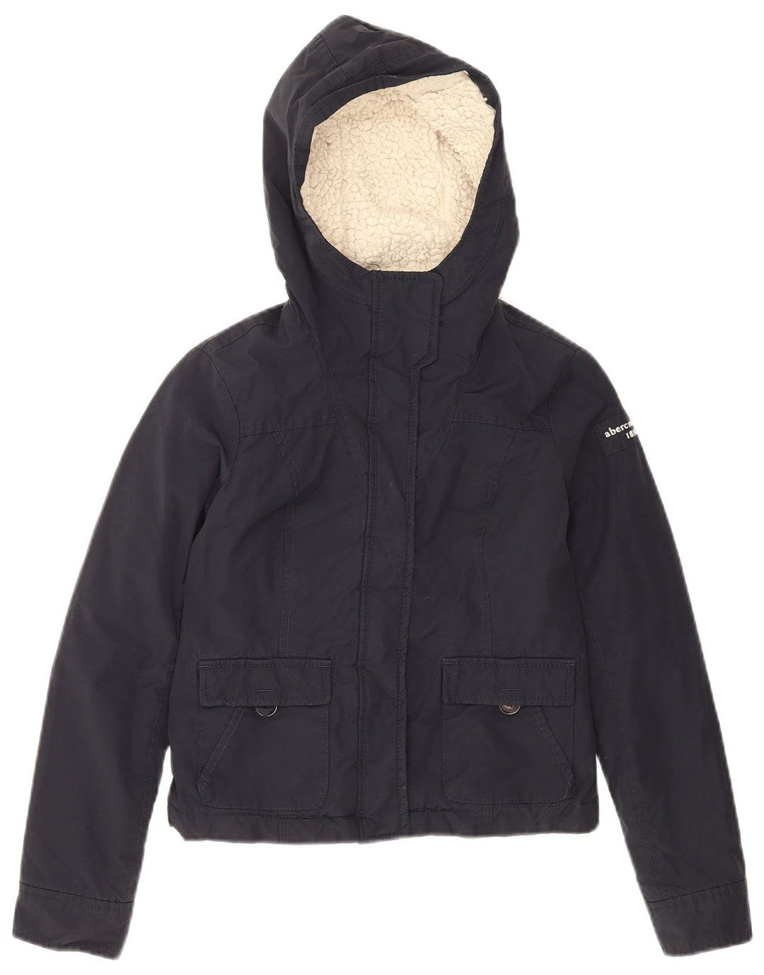 ABERCROMBIE & FITCH Chaqueta bomber con capucha para niñas 11-12 años Grande Azul marino