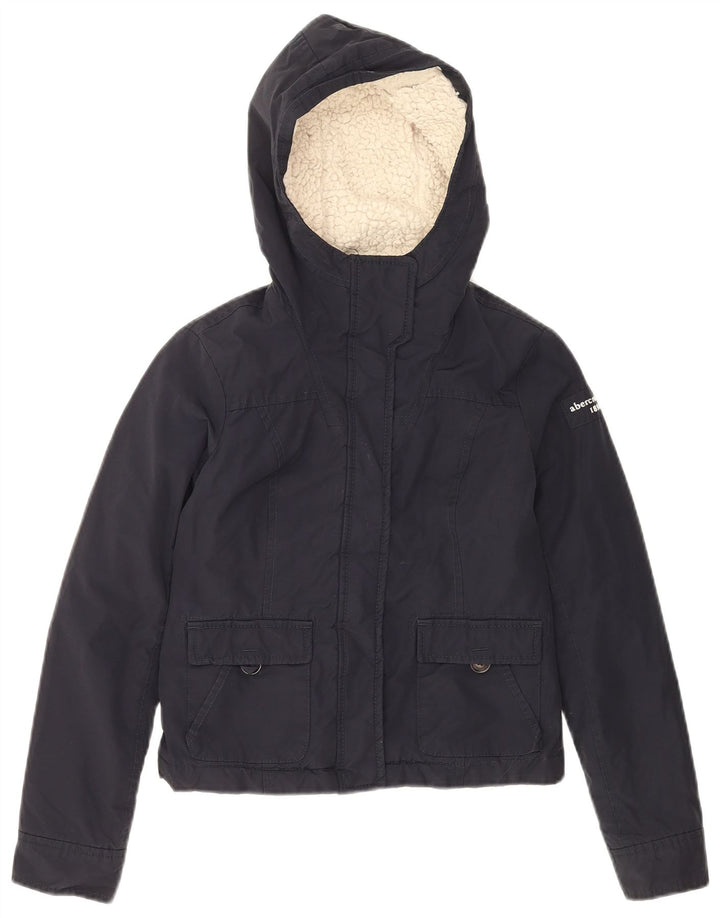 ABERCROMBIE & FITCH Chaqueta bomber con capucha para niñas 11-12 años Grande Azul marino