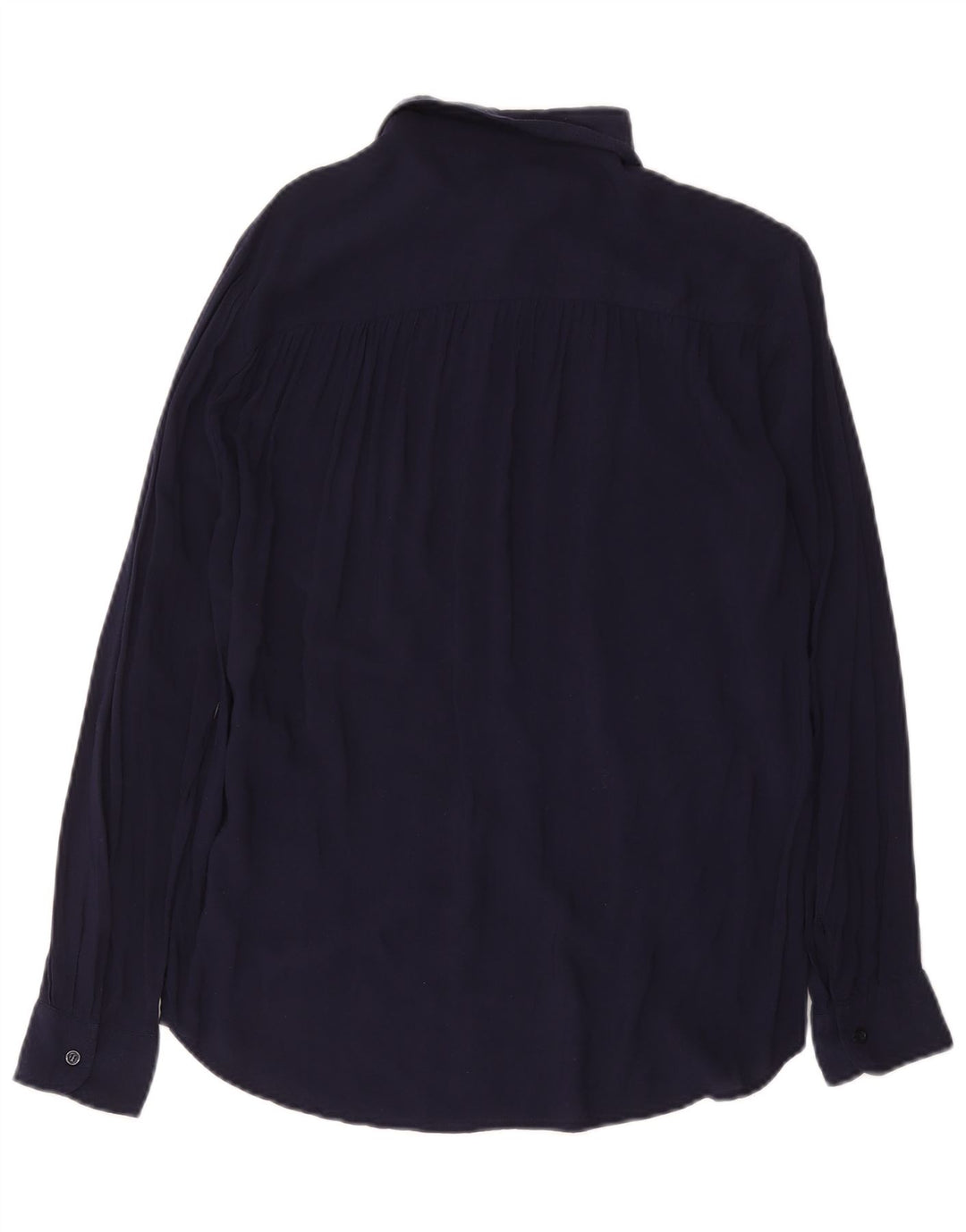 BENETTON Womens Shirt Blouse UK 14 Medium Navy Blue Viscose