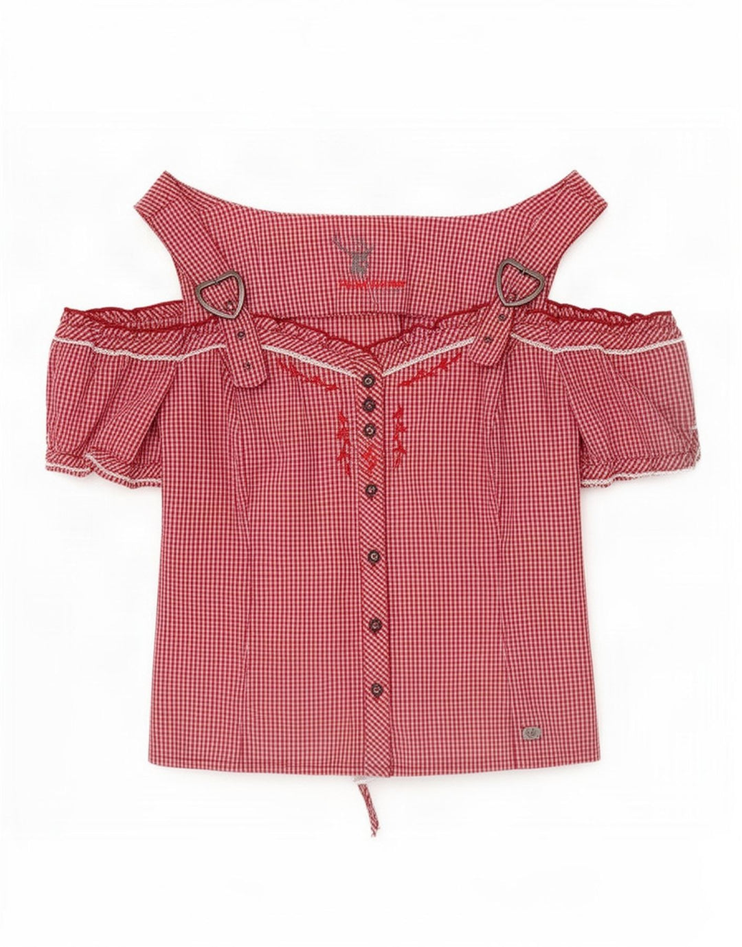 Spieth & Wensky Blusa con hombros descubiertos para mujer UK 44 Medium Red Gingham