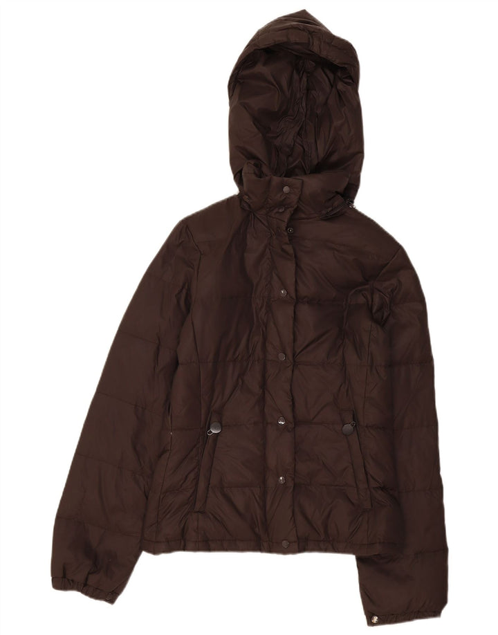 Benetton Chaqueta Acolchada Con Capucha IT 40 Small Marrón Poliamida
