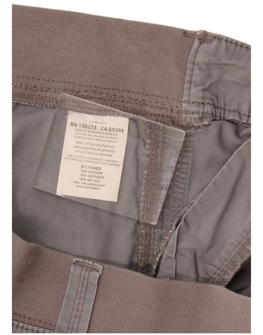 Lee Pantalones cortos cargo de fácil ajuste para mujer US 18 2XL W40 Gris Algodón