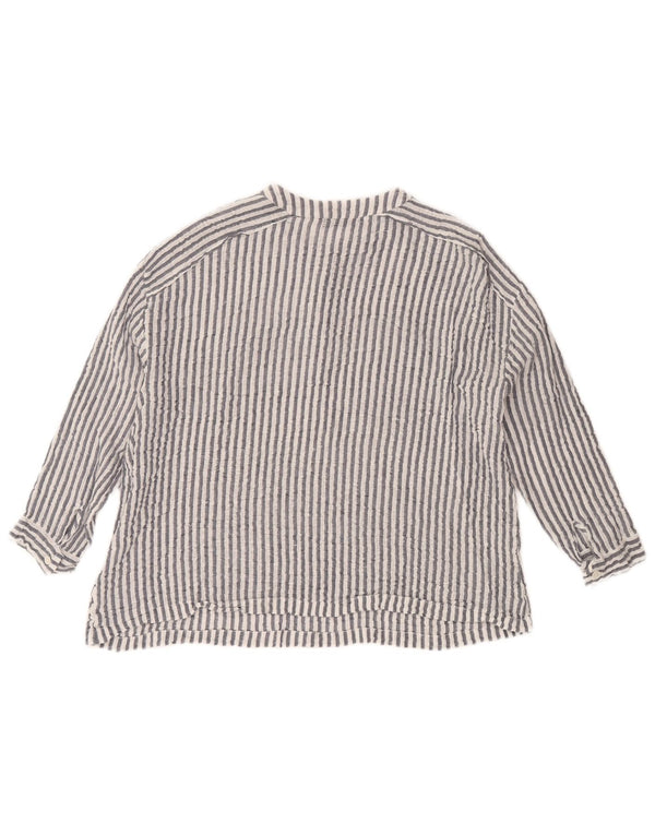 Zara Blusa extragrande de manga 3/4 para mujer UK 6 XS Algodón a rayas gris