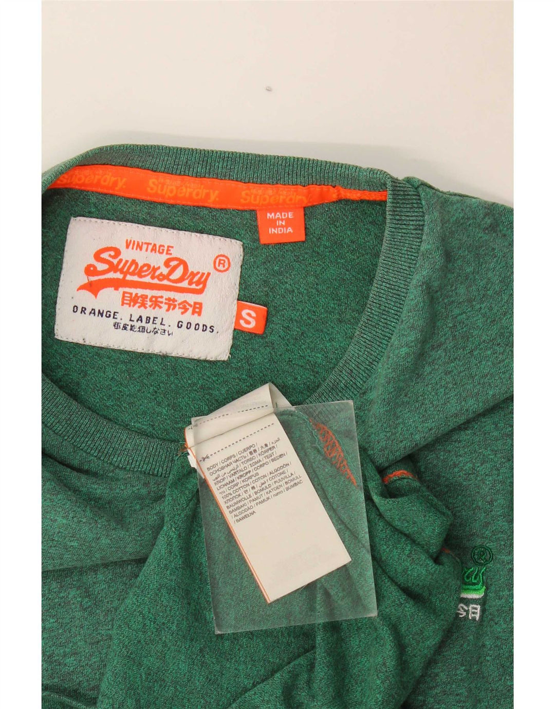 Superdry Camiseta para hombre Top Small de algodón moteado verde