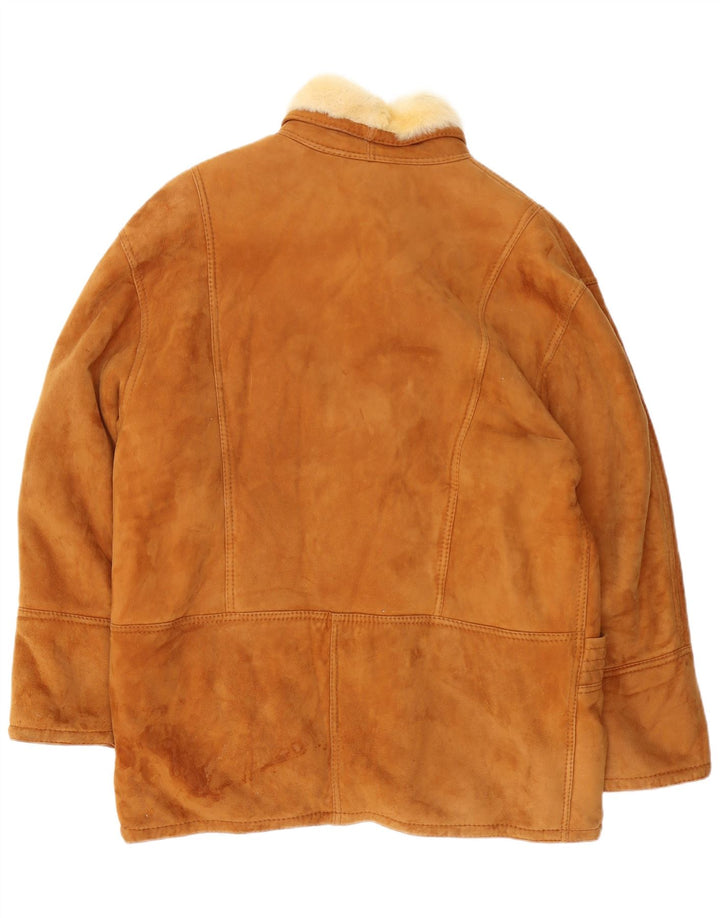 Chaqueta de piel de oveja vintage para hombre IT 52 XL Marrón Shearling