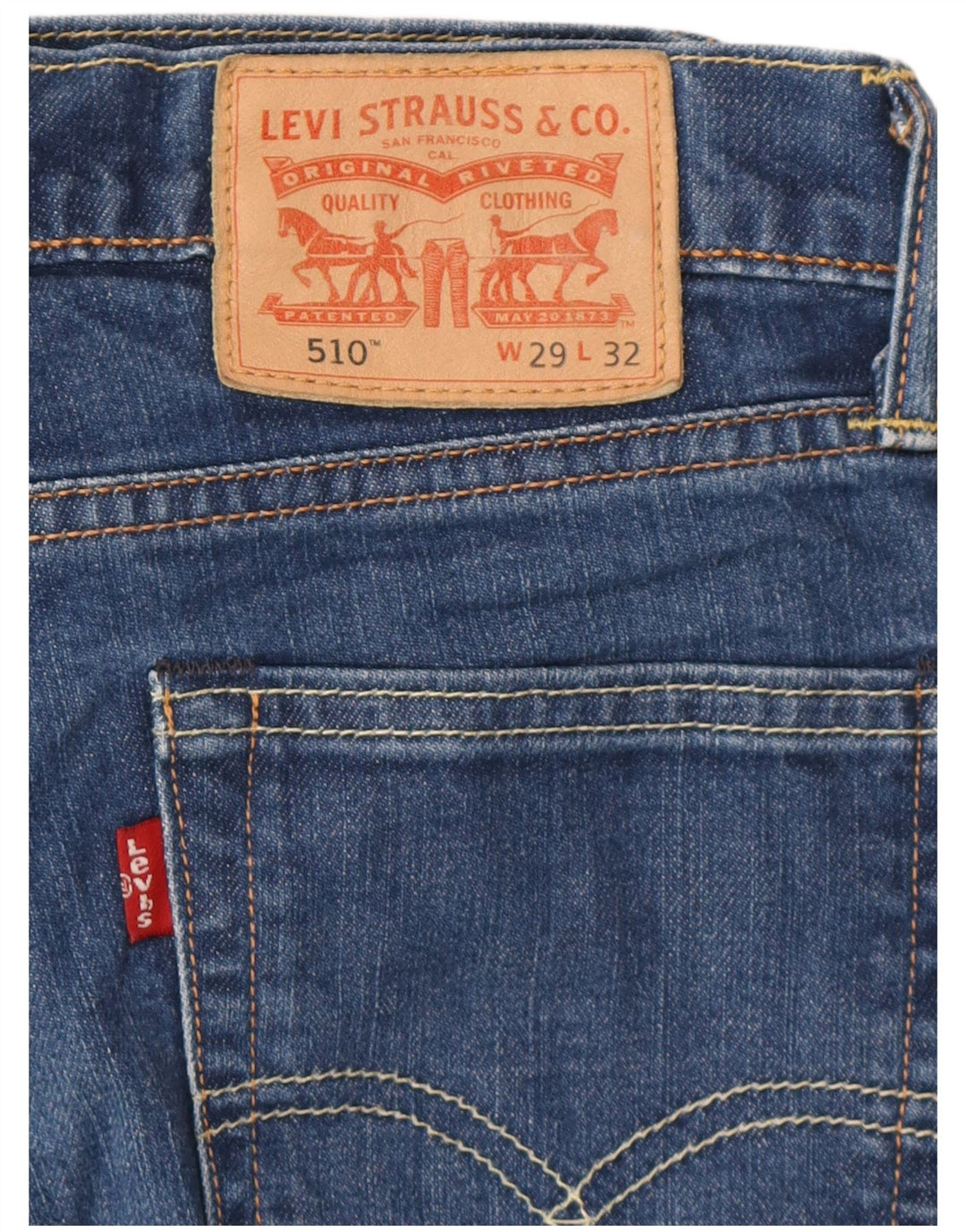 LEVI'S Mens 510 Slim Jeans W29 L32 Algodón Azul
