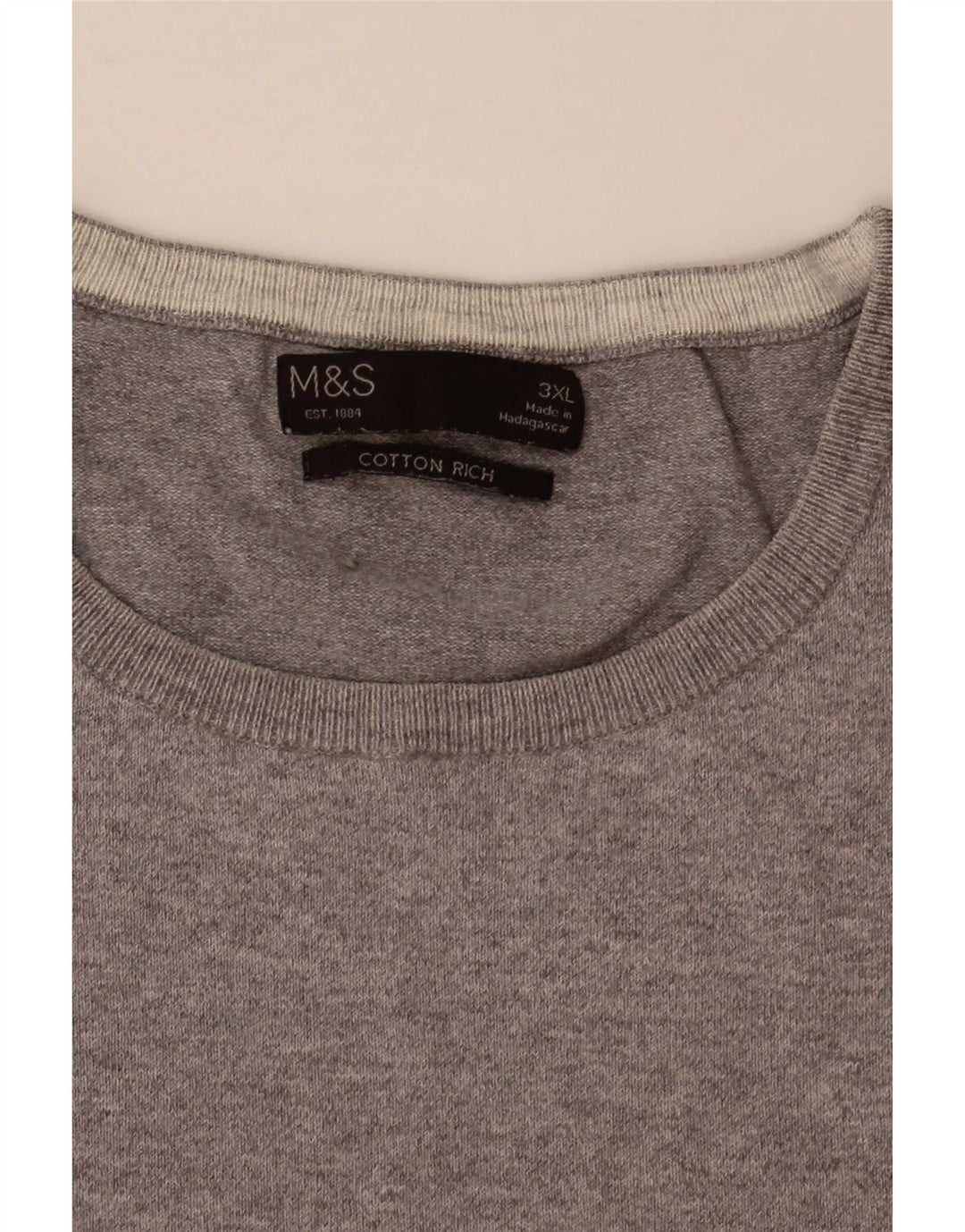 Marks & Spencer - Jersey de cuello redondo para hombre, talla 3XL, color gris