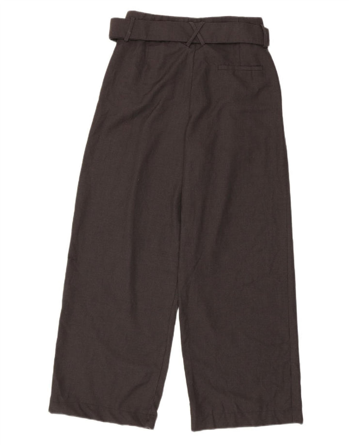ZARA Mujer Pantalón Casual Pierna Ancha Mediano W28 L29 Poliéster Gris