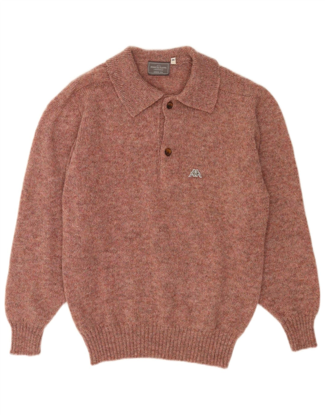 Kappa Hombre Polo Neck Jumper Sweater Lana Moteada Roja Mediana
