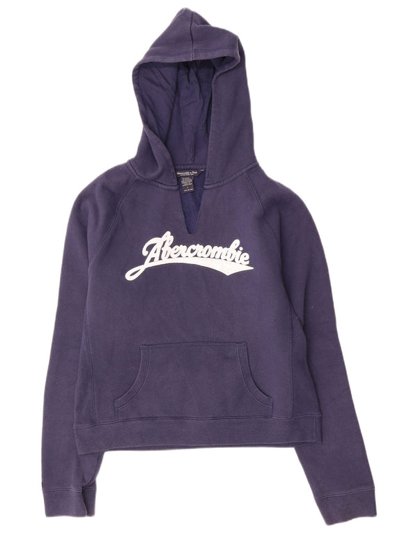 Abercrombie & Fitch Jersey con capucha y gráfico corto para mujer UK 46 Grande Azul marino