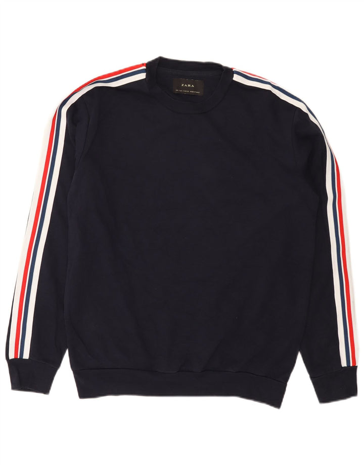 Zara Hombre Sudadera Jumper Small Azul Marino Colorblock