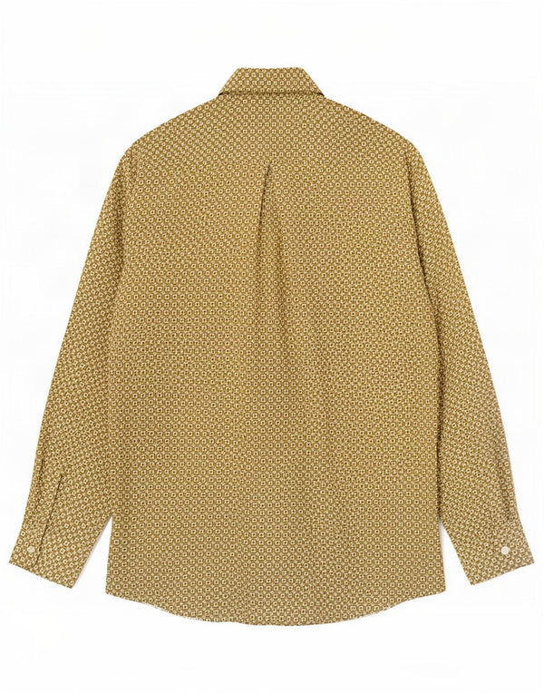 Camisa vintage de corte regular para hombre Caqui medio geométrico