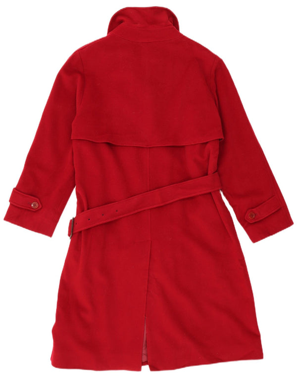 Aquascutum Gabardina de doble botonadura para mujer UK 44 Medio Borgoña