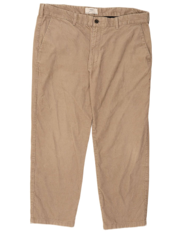Marks & Spencer Pantalones de pana de corte regular para hombre W40 L29 Algodón beige