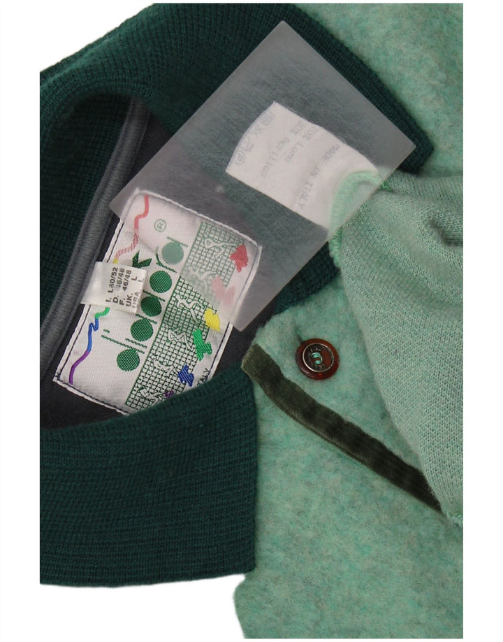 DIADORA Jersey tipo polo con cuello tipo polo de lana verde grande para hombre