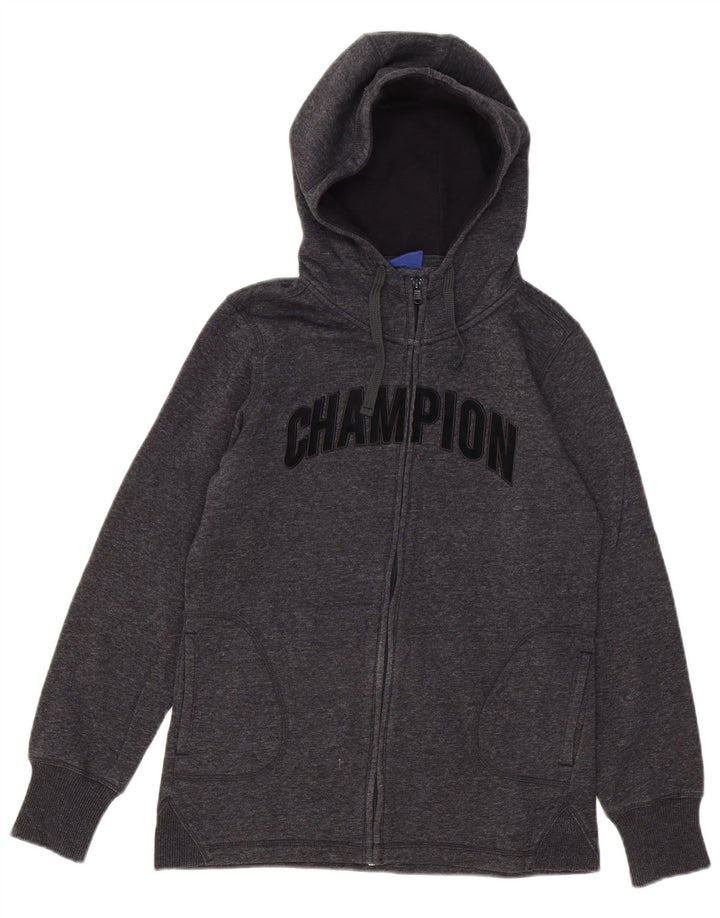 CHAMPION Suéter con capucha y cremallera gráfica para hombre Pequeño algodón moteado gris