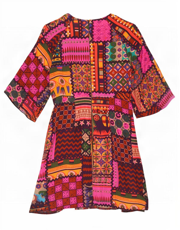 Desigual Vestido Básico Manga 3/4 Mujer EU 44 XL Patchwork Multicolor