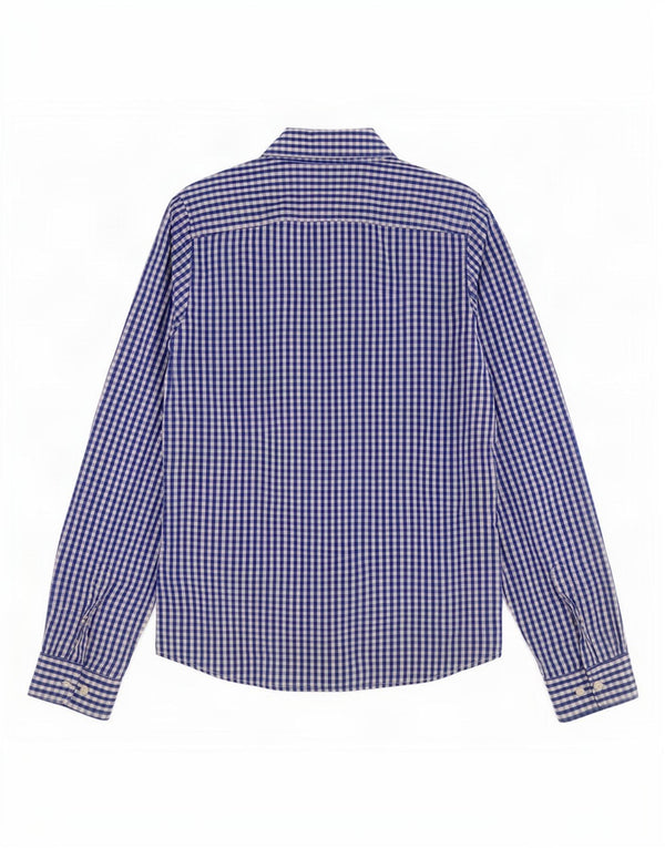 Camisa Hollister Hombre Algodón Vichy Azul Medio