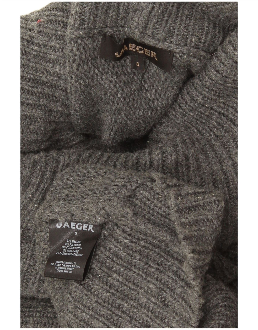 Jaeger Suéter tipo jersey de gran tamaño con cuello vuelto para mujer UK 10 Small Grey
