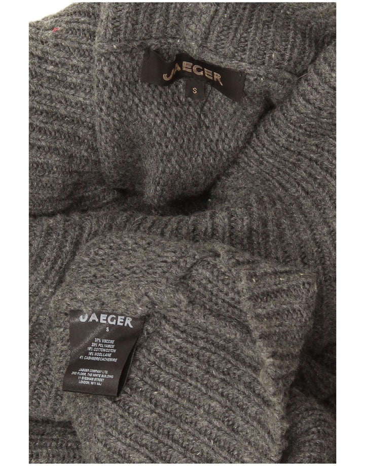 Jaeger Suéter tipo jersey de gran tamaño con cuello vuelto para mujer UK 10 Small Grey