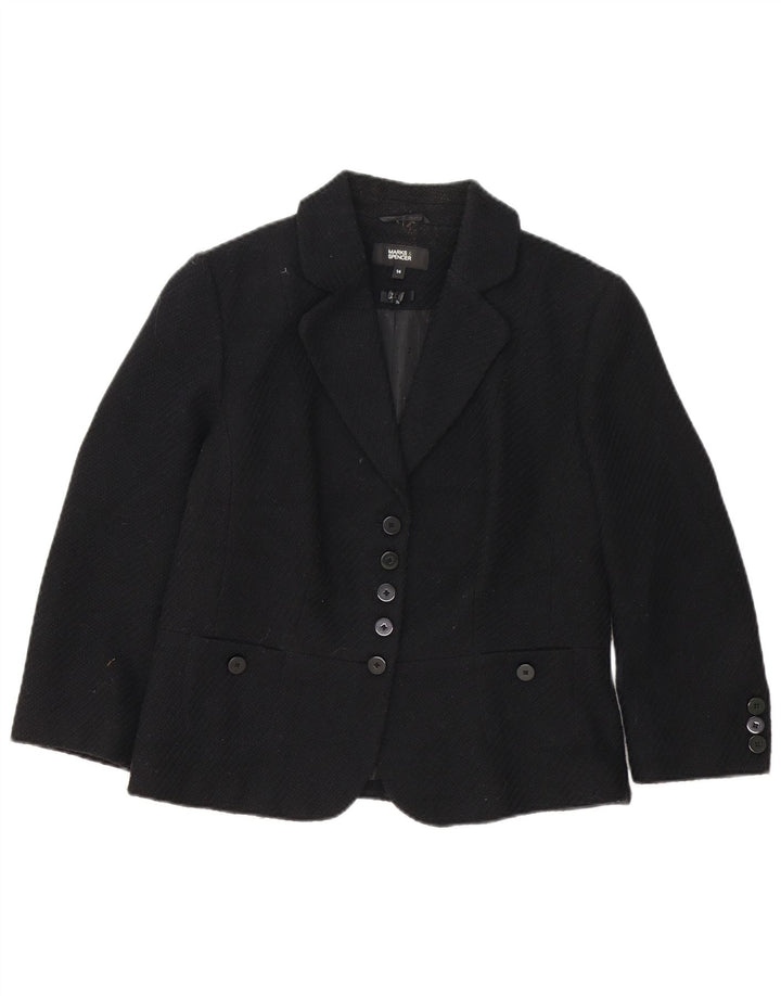 Marks & Spencer Chaqueta tipo blazer de 5 botones para mujer UK 44 Poliéster negro mediano