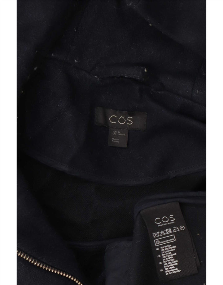 Cos Abrigo con capucha para mujer EU 36 Pequeño Lana azul marino