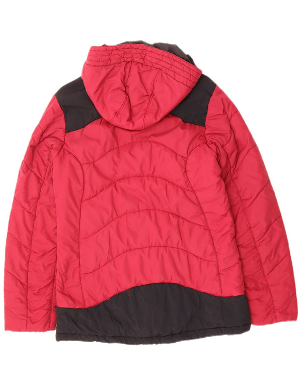 JACK WOLFSKIN Chaqueta acolchada con capucha para mujer UK 10 Small Pink Colourblock