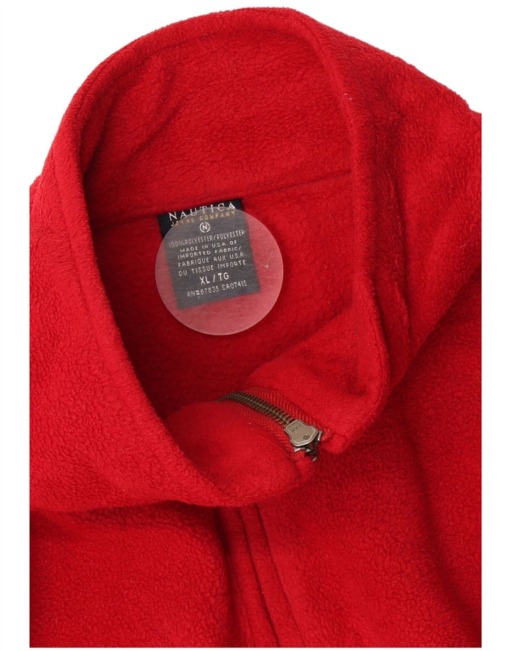 Nautica Jersey de forro polar con cuello con cremallera y gráfico para hombre XL Poliéster rojo