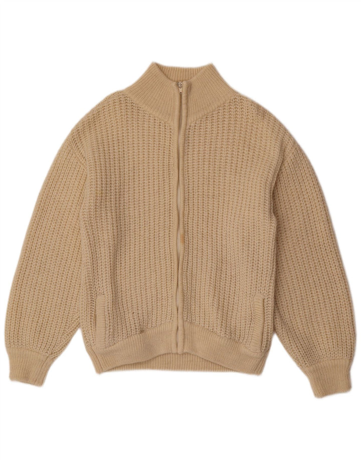 Vintage hombres Cardigan suéter Reino Unido 38 Medio Beige