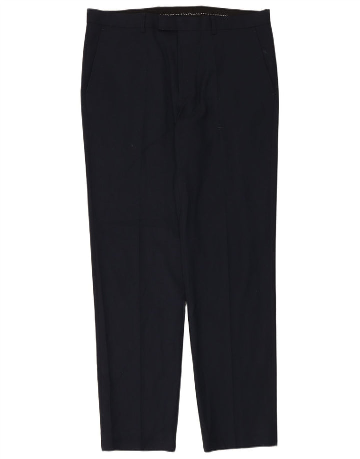 Marks & Spencer Pantalón de traje a medida para hombre W36 L33 Poliéster azul marino