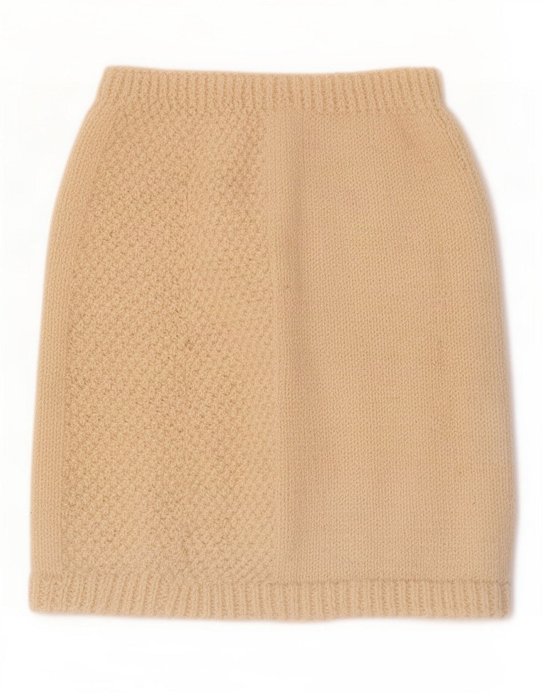 Vintage mujer punto mini falda W26 pequeño beige