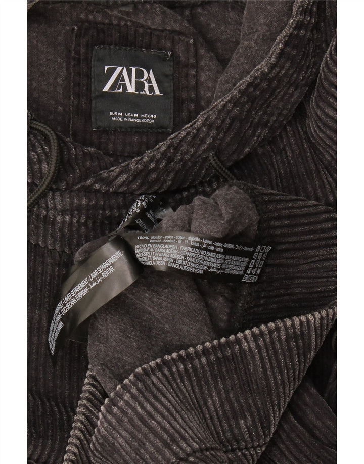 Zara Hombre Sudadera Con Capucha De Pana Algodón Gris Medio
