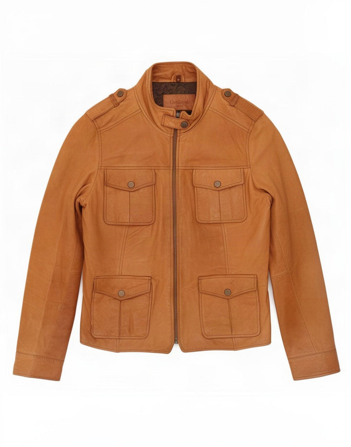 Conbipel Chaqueta utilitaria de cuero para mujer IT 46 Large Brown