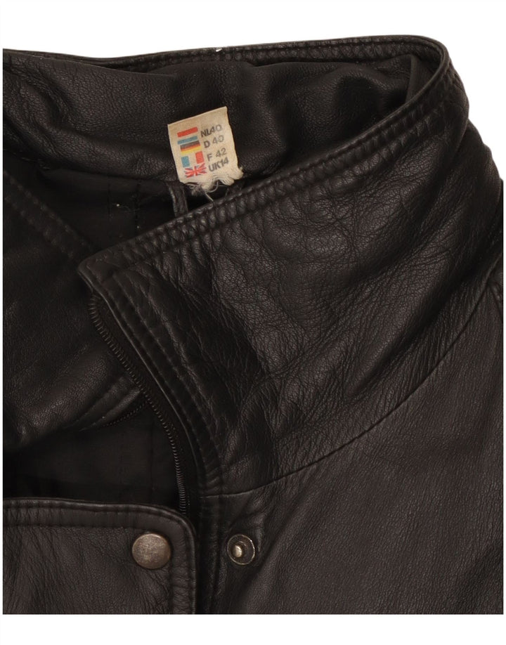 Vintage mujer chaqueta de cuero Reino Unido 14 cuero negro grande