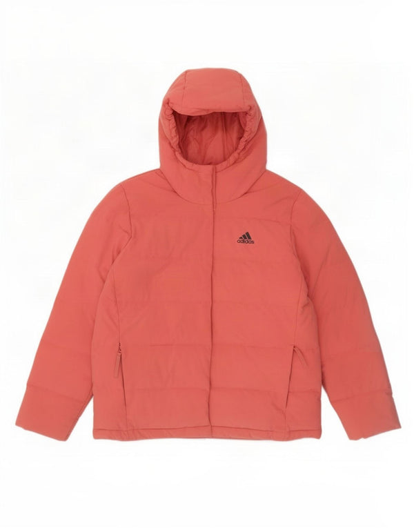 Adidas Chaqueta acolchada con capucha para mujer UK 12/14 Poliéster rosa medio