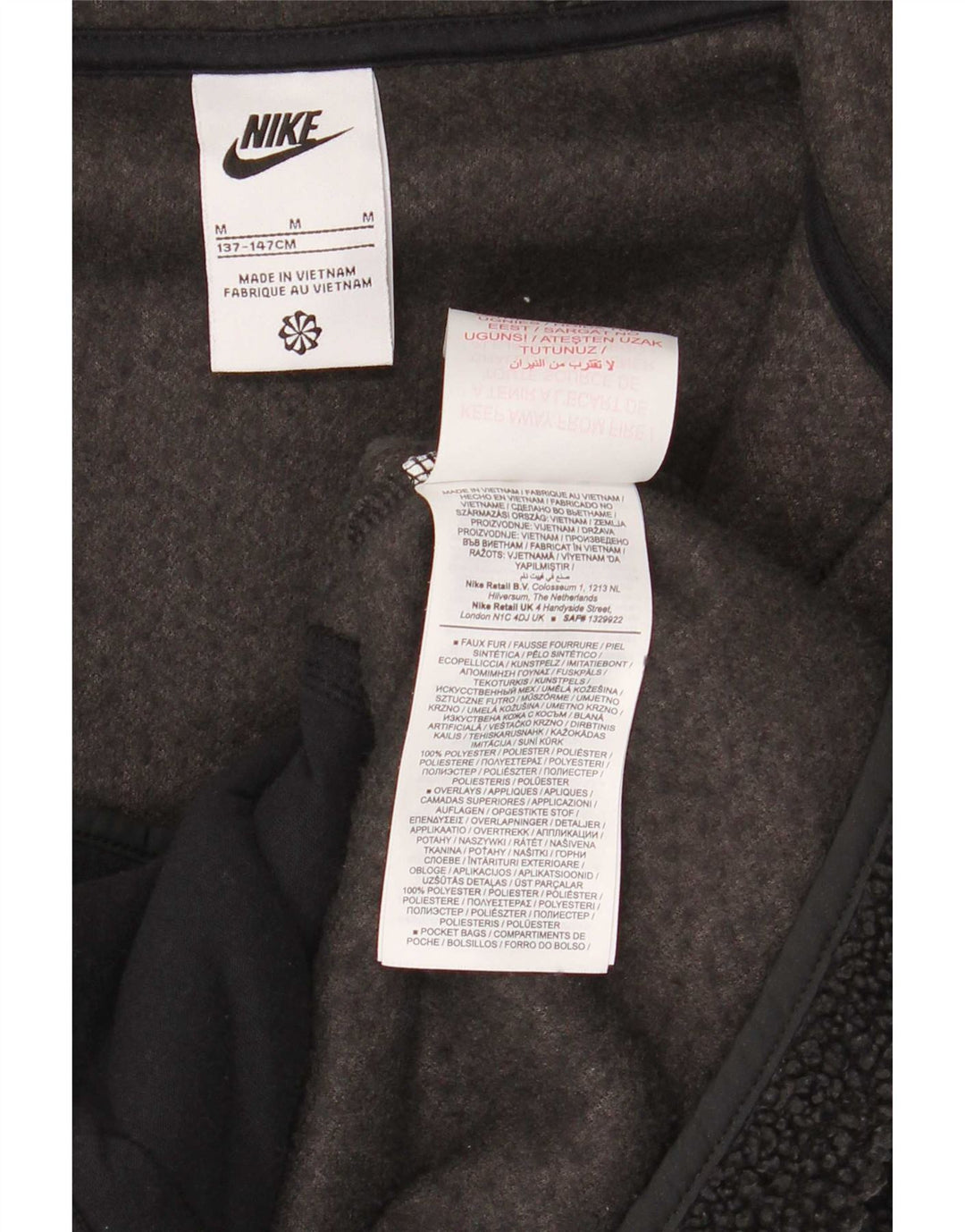 Nike Chaqueta polar con capucha para niños 10-11 años Mediana Negro Poliéster