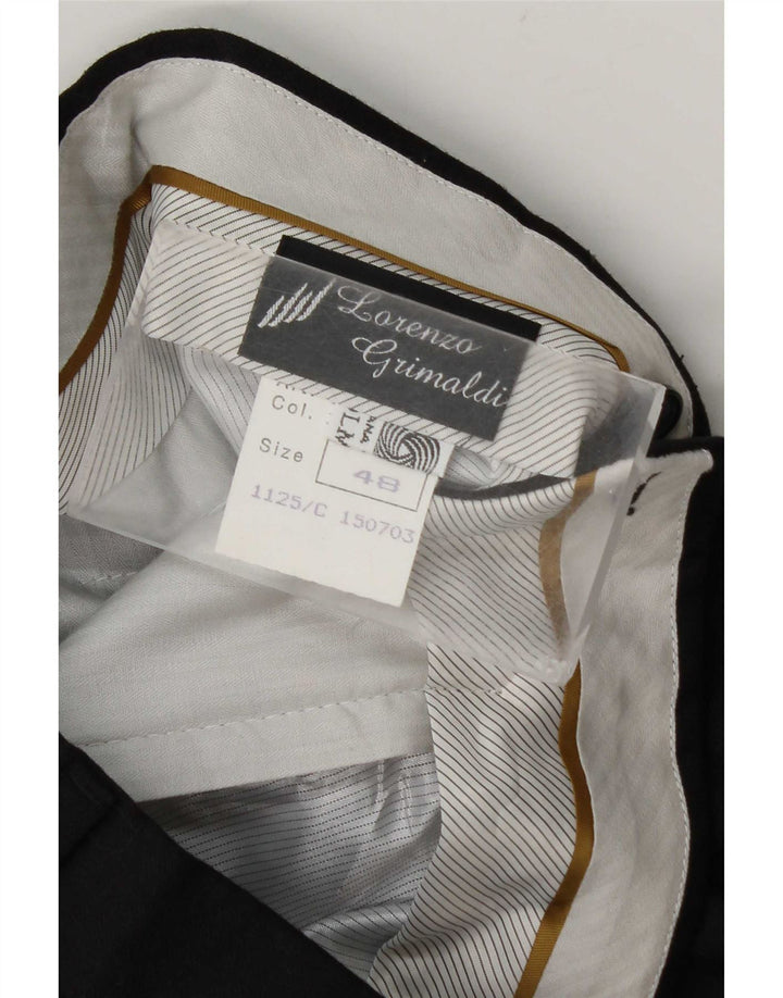 Vintage hombres pegged traje pantalones IT 48 Medio W32 L34 Lana Negra