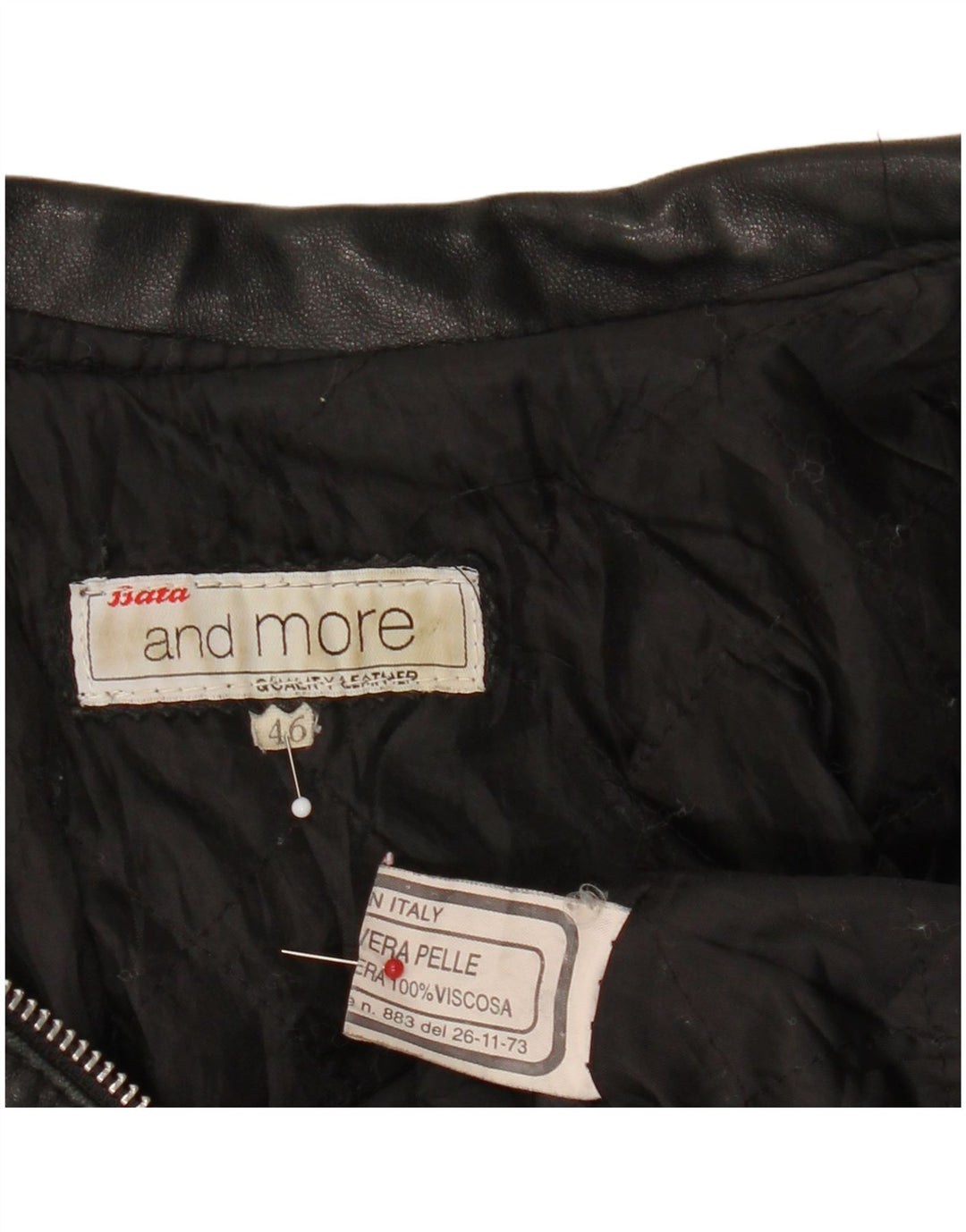 Bata and More Chaqueta de cuero corta para mujer IT 46 Large Black