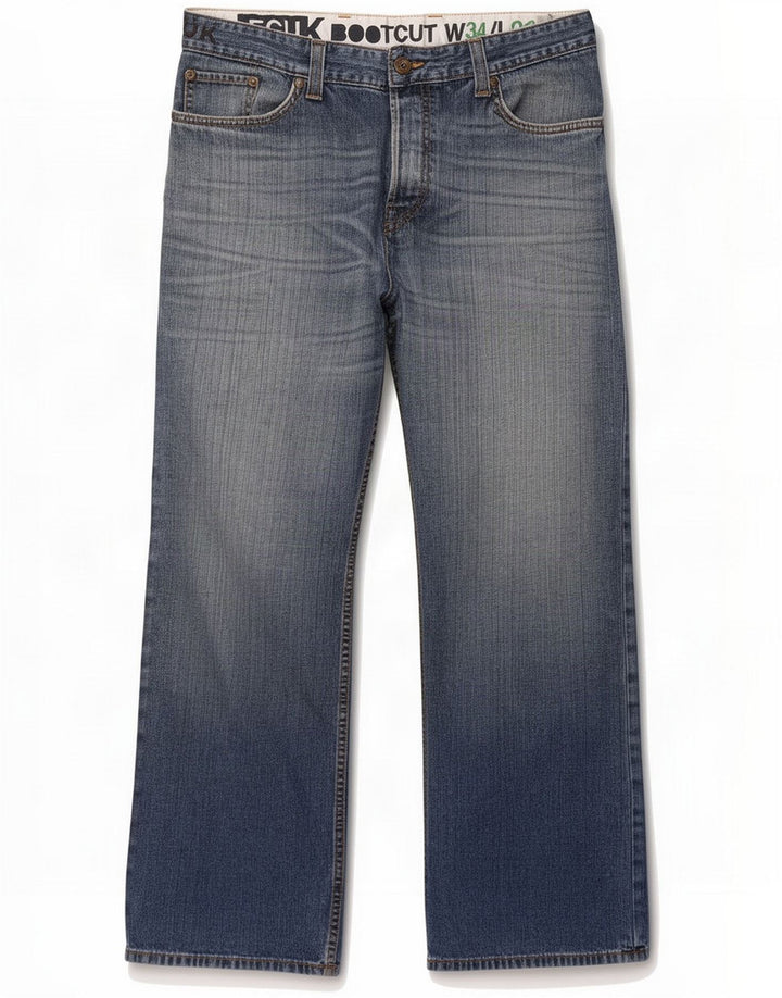 Fcuk Jeans Bootcut para hombre W34 L32 Algodón azul