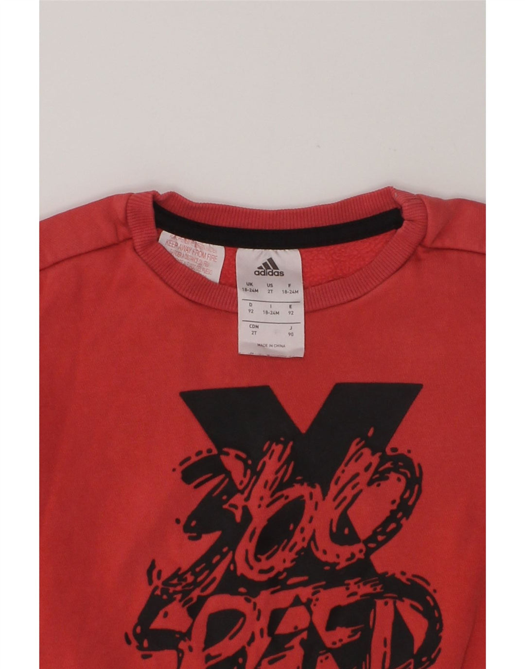 ADIDAS Baby Girls Graphic Sweatshirt Jumper 18-24 Months Red Cotton | Vintage Adidas | Thrift | Second-Hand Adidas | Used Clothing | Messina Hembry 