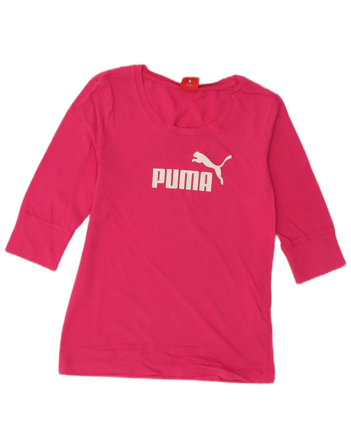 Puma Mujer Gráfico Top Manga 3/4 UK 12 Algodón Rosa Medio