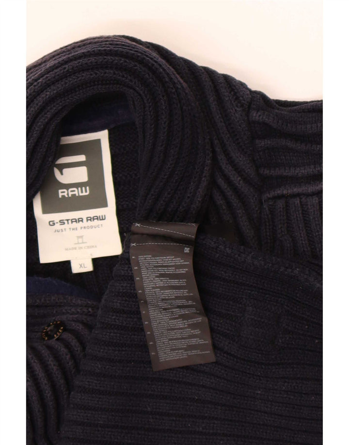 G-Star Hombre Botón Cuello Jersey Jersey XL Azul Marino Algodón