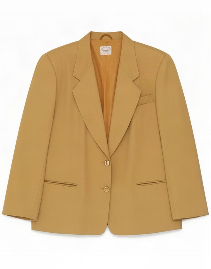 Chaqueta tipo blazer vintage de 2 botones para mujer IT 46 Large Beige