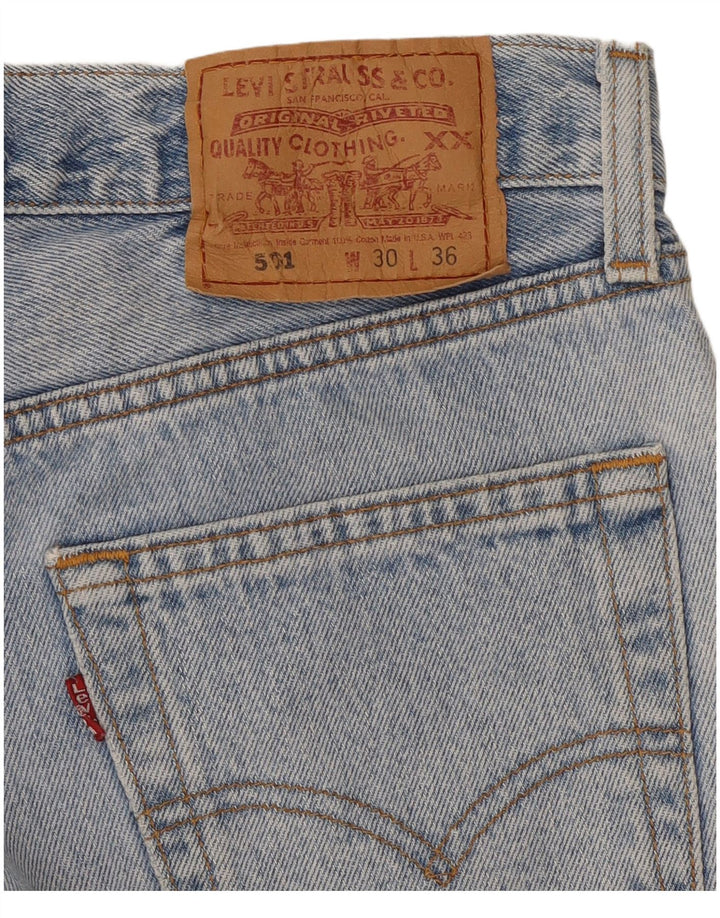 Levi's Mujer 501 Shorts Vaqueros De Cintura Alta W30 Azul Medio