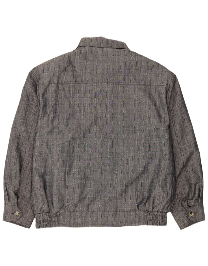 Chaqueta bomber vintage para hombre IT 50 Poliéster a cuadros gris grande