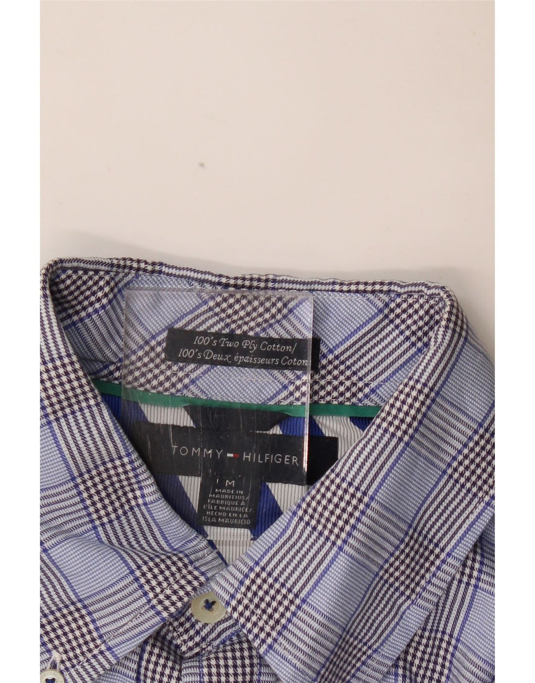 TOMMY HILFIGER Camisa de hombre de algodón a cuadros azul medio