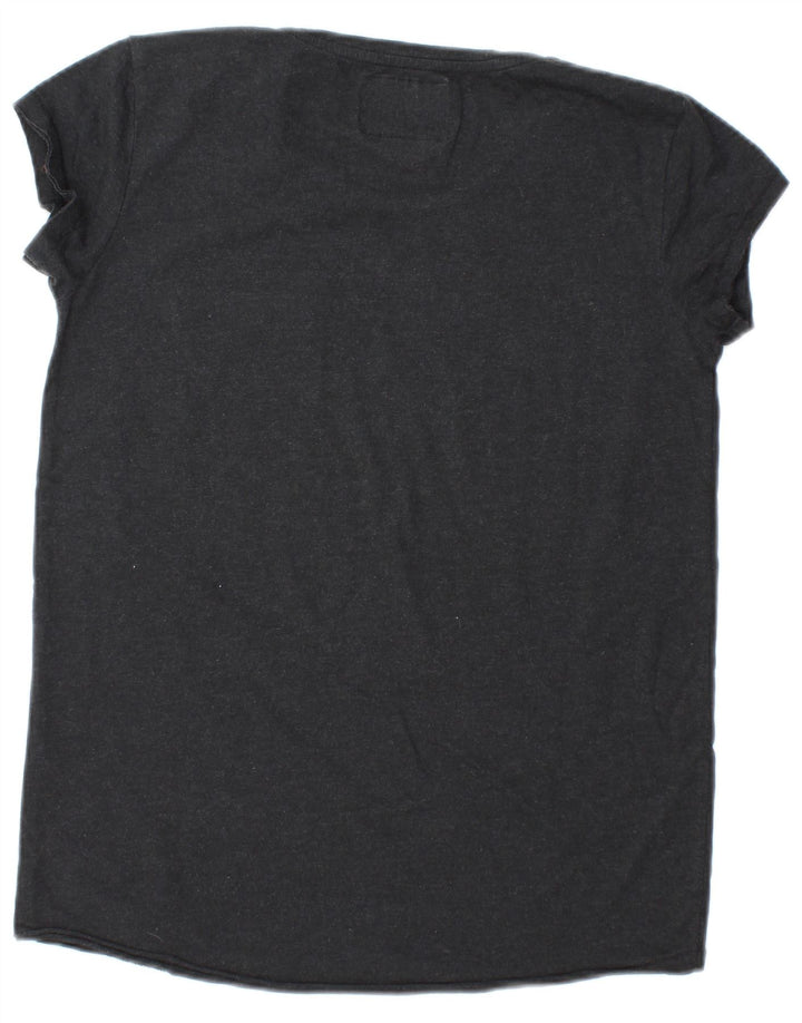 SUPERDRY Camiseta para mujer Top UK 12 Medium Black Cotton