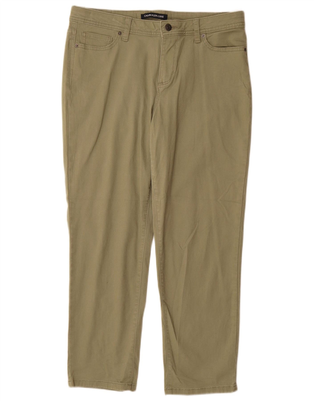 CALVIN KLEIN Pantalones casuales cónicos para mujer US 10 Large W30 L27 Verde